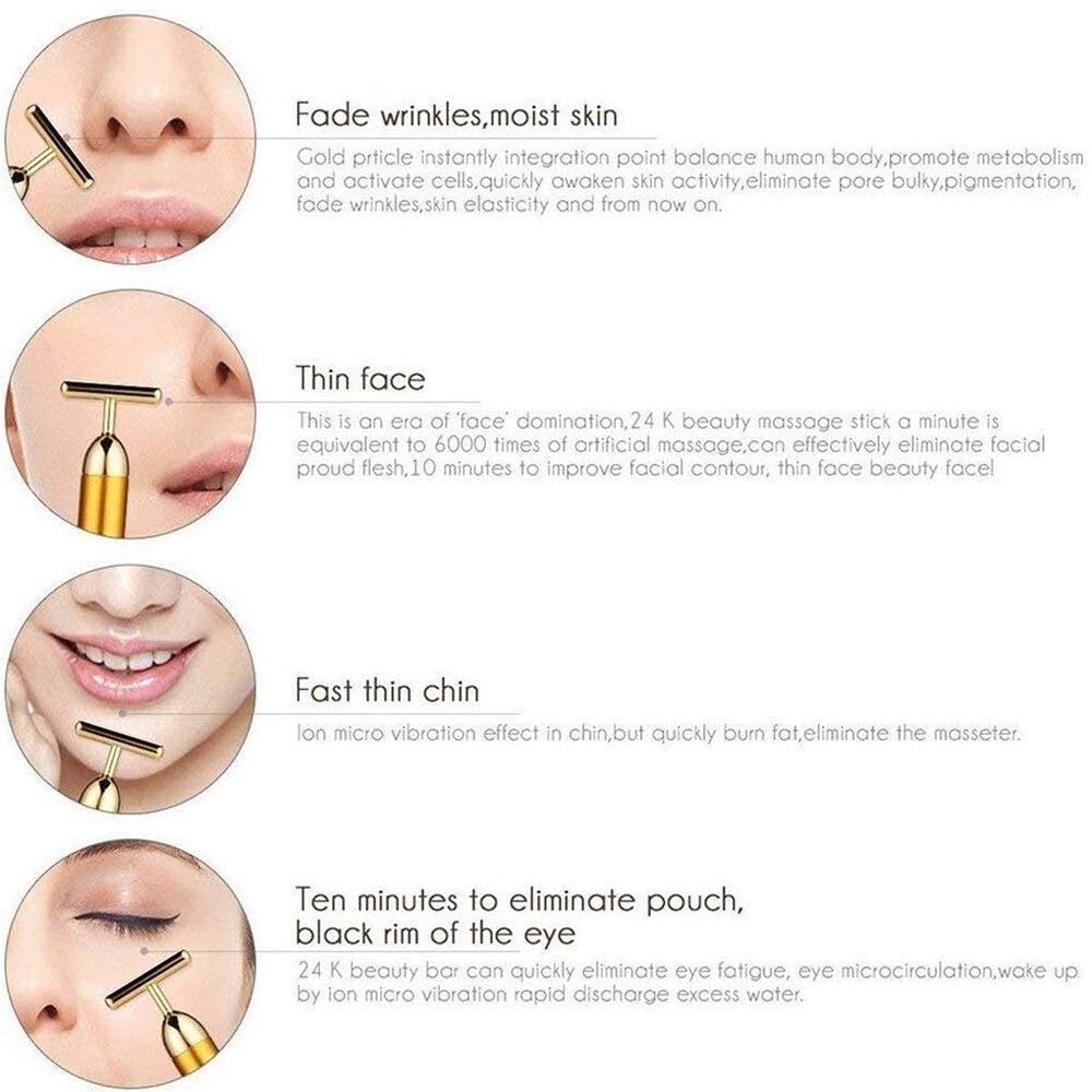 24K Gold Energy Beauty Bar Electric Facial Massage Roller